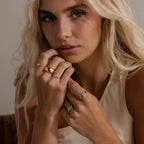 Diamond Mixed Metal Curve Ring Set Silver 18K Gold Plated