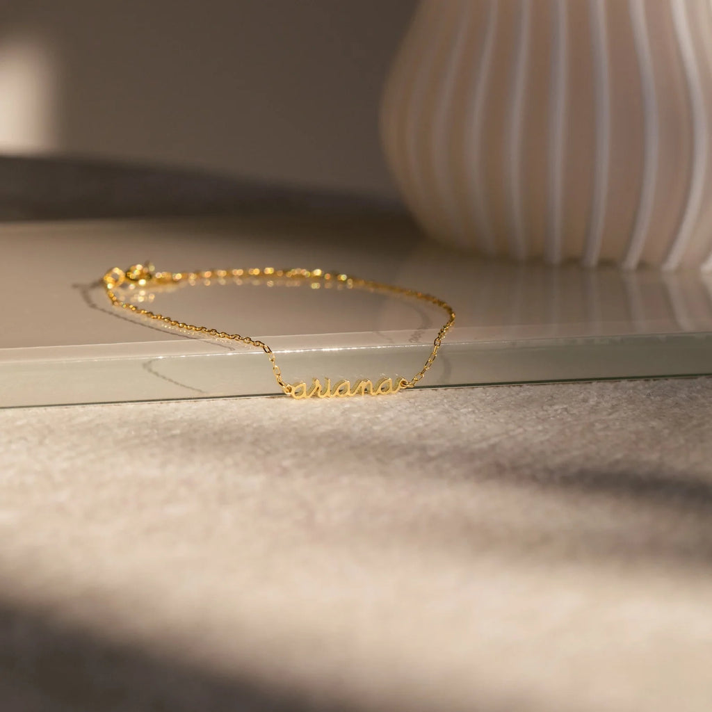 Dainty Tiny Name Bracelet Silver 18K Gold Plated
