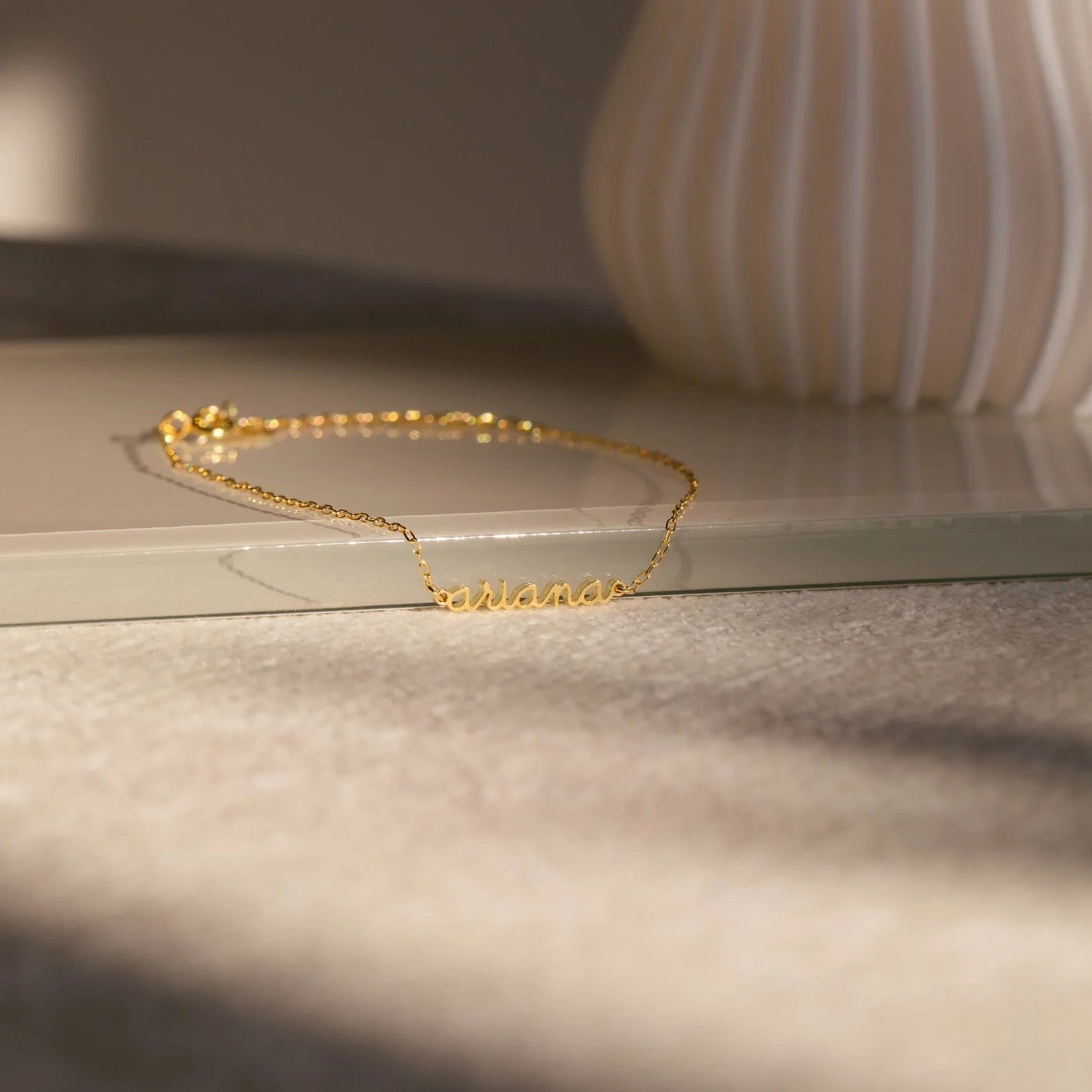 Dainty Tiny Name Bracelet Silver 18K Gold Plated