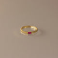 Dainty Ribbed Ruby Ring Silver 18K Gold Plated