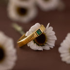 Ribbed Emerald Band Silver 18K Gold Plated