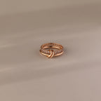 Diamond Duo Tennis Eternity Band Ring Set Silver 18K Gold Plated