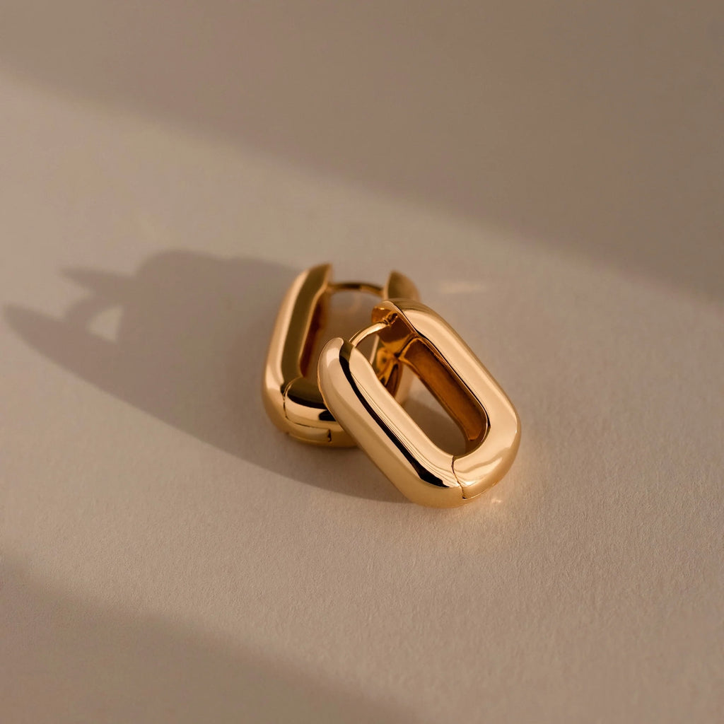 Bold Link Hoops Silver 18K Gold Plated