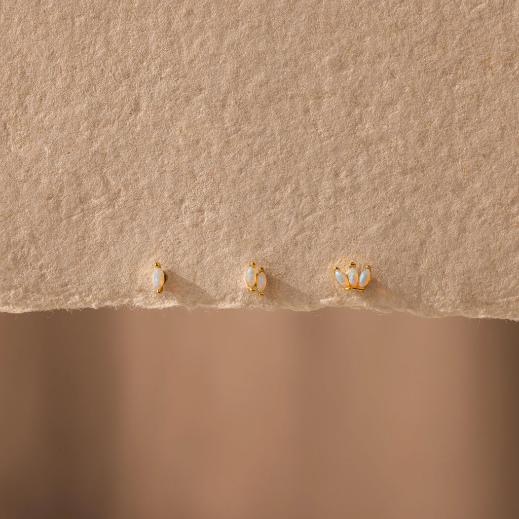 Marquise Opal Flat Back Studs Silver 18K Gold Plated