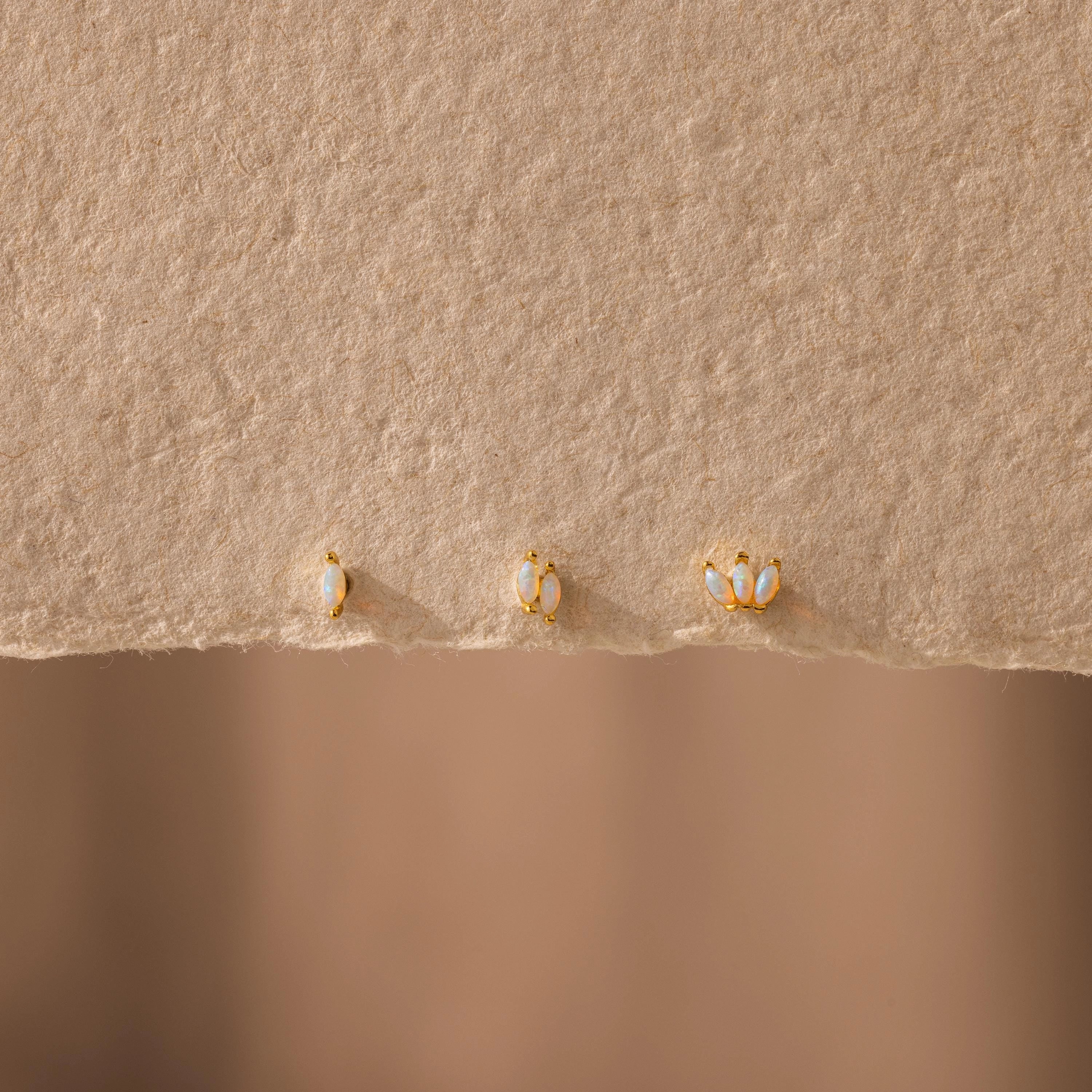 Marquise Opal Flat Back Studs Silver 18K Gold Plated