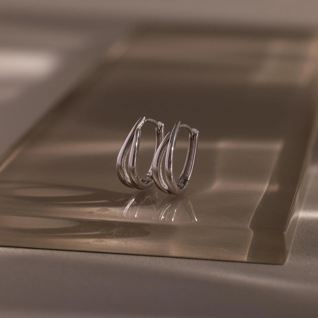 Oval Duo Hoops Silver 18K Gold Plated