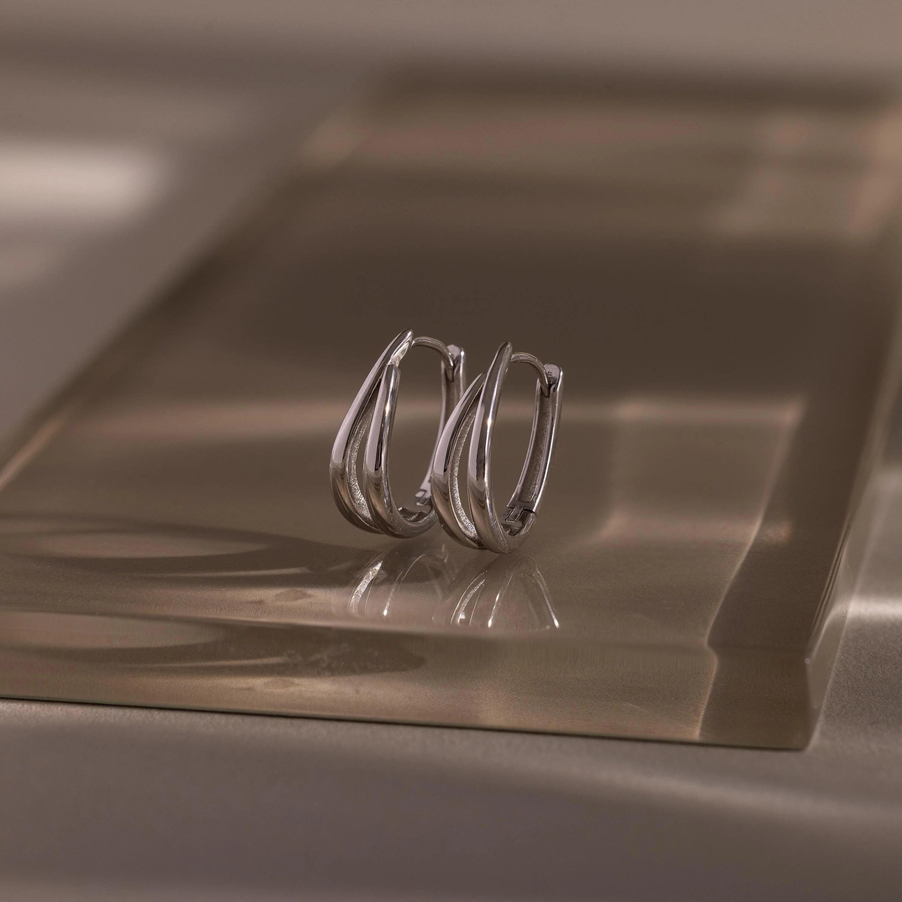 Oval Duo Hoops Silver 18K Gold Plated