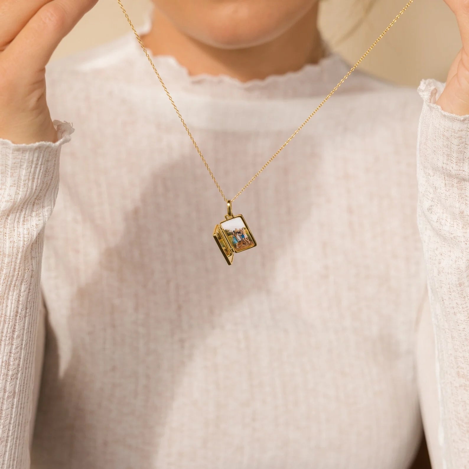 Pearl Locket Necklace Silver 18K Gold Plated