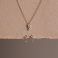 Diamond Butterfly Necklace & Earrings Set Silver 18K Gold Plated