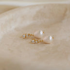 Diamond Pearl Drop Earrings Silver 18K Gold Plated