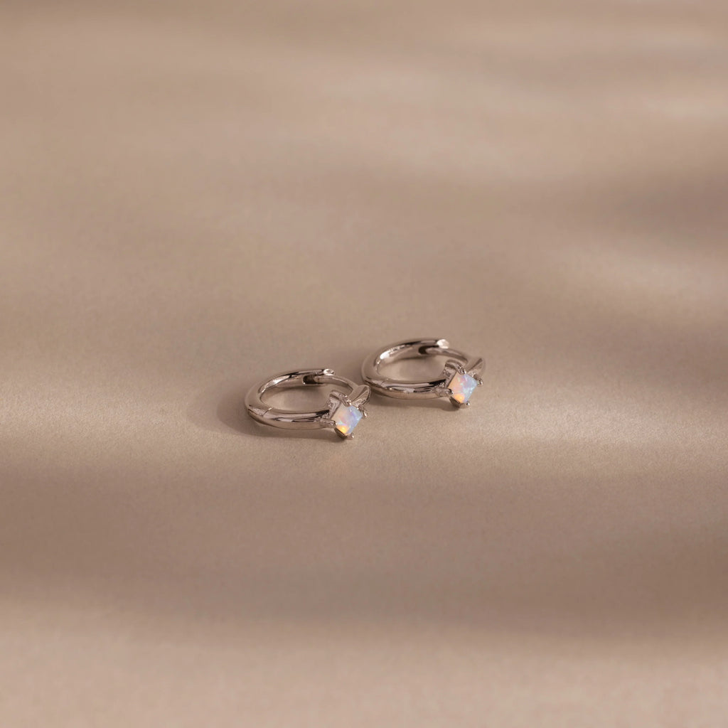 Athena Opal Huggies Silver 18K Gold Plated
