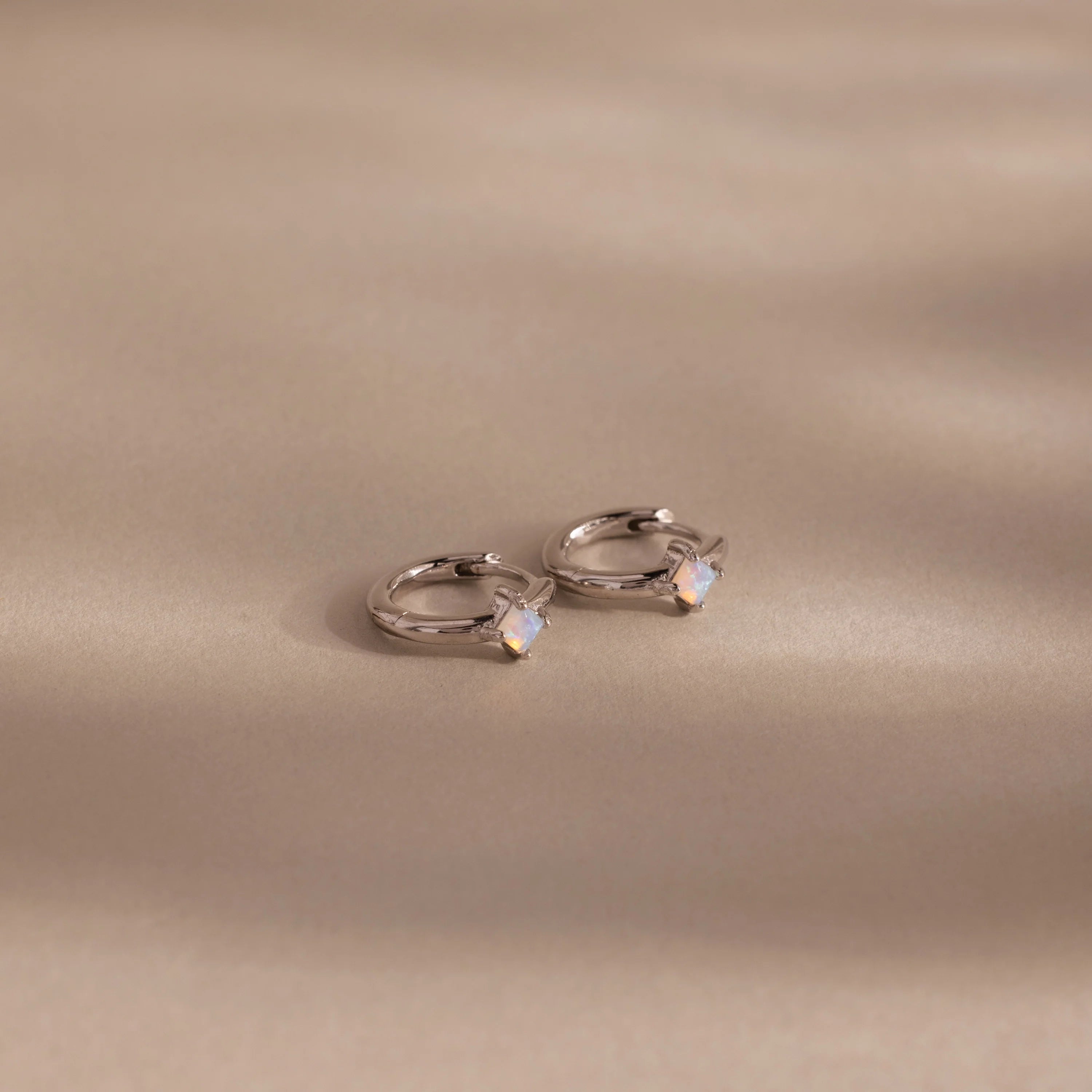 Athena Opal Huggies Silver 18K Gold Plated