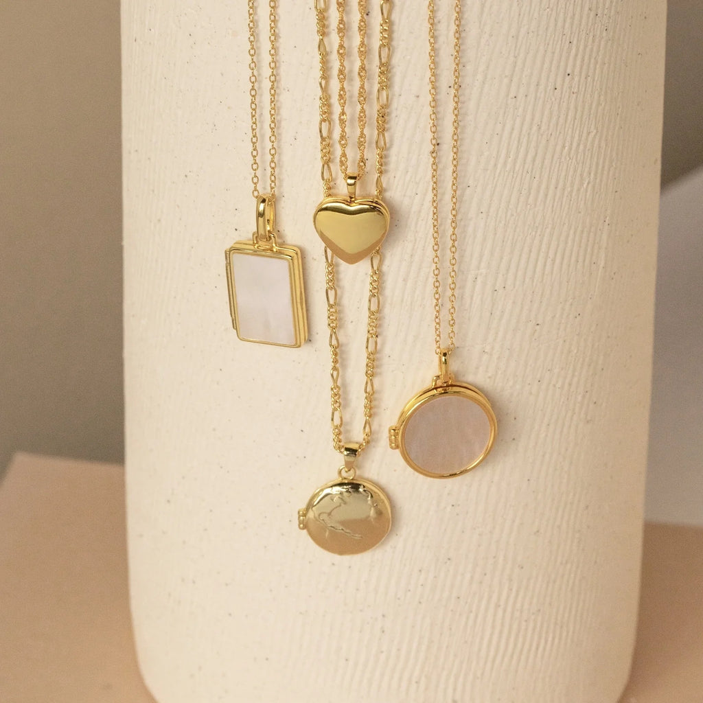 Pearl Locket Necklace Silver 18K Gold Plated