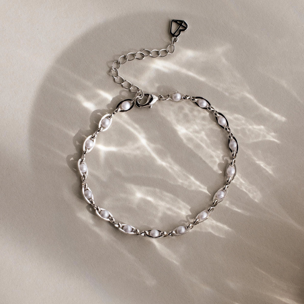 Eternity Pearl Bracelet Silver 18K Gold Plated