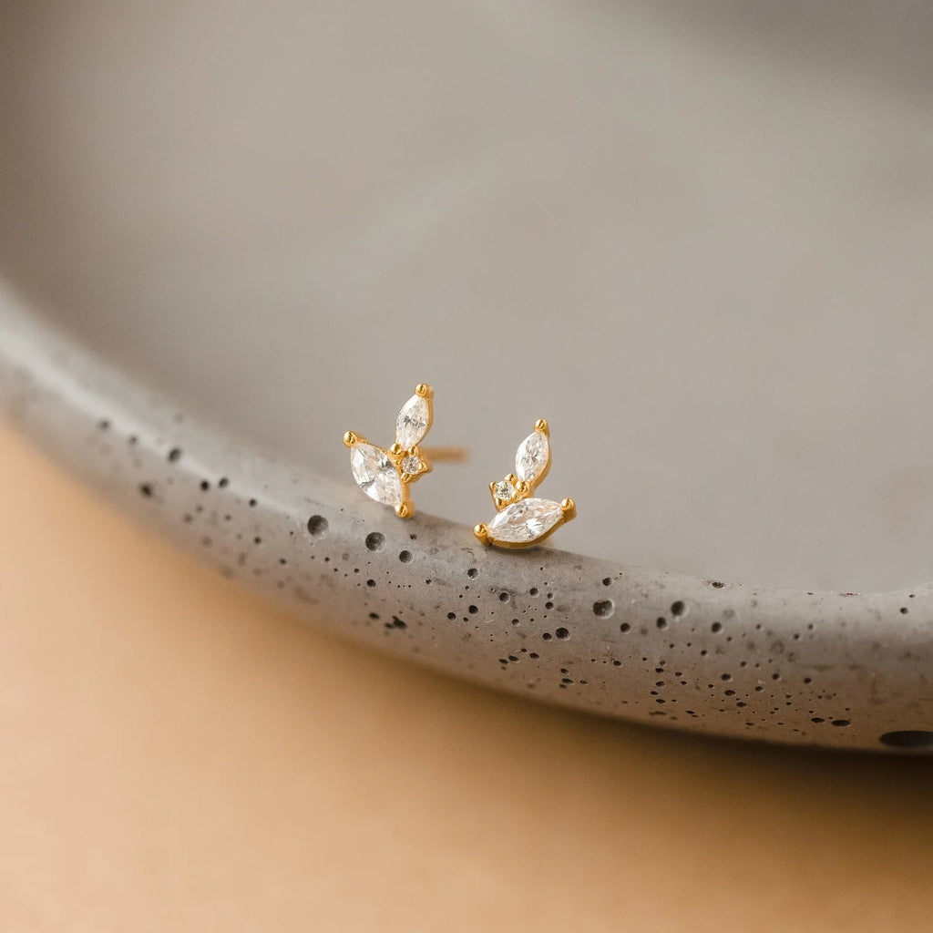 Diamond Marquise Studs Silver 18K Gold Plated