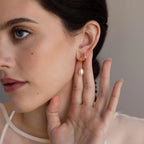 Diamond Pearl Threader Earrings Silver 18K Gold Plated