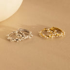 Pearl Cluster Huggies Silver 18K Gold Plated