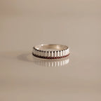 Garnet Ribbed Stack Ring Silver 18K Gold Plated