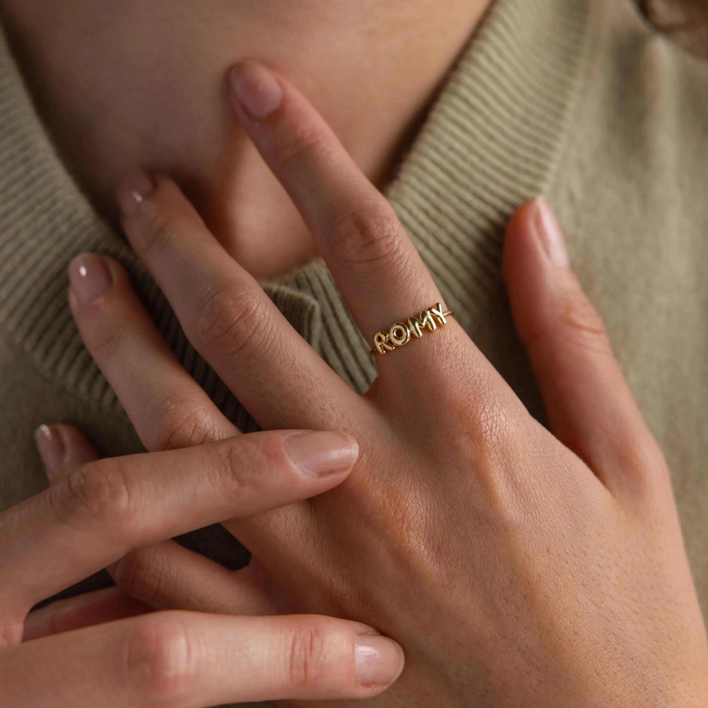 Bubble Name Ring Silver 18K Gold Plated