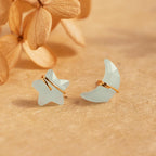 Aquamarine Moon & Star Studs Silver 18K Gold Plated