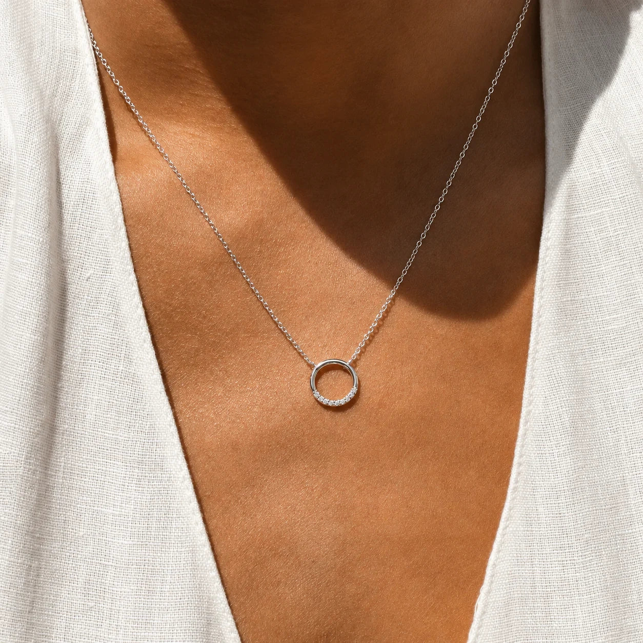 Kayla Pave Circle Necklace
