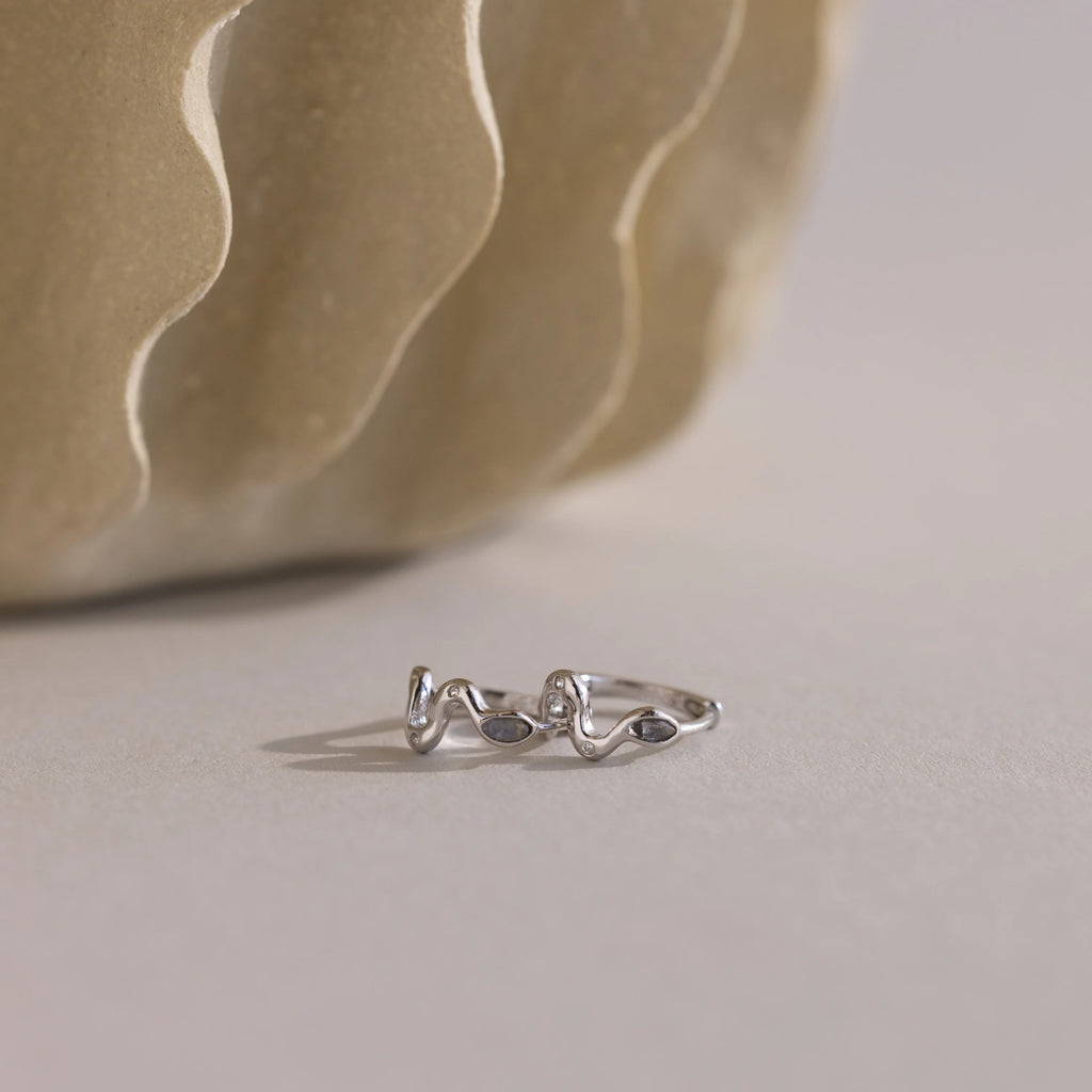 Pave Viper Huggies Silver 18K Gold Plated