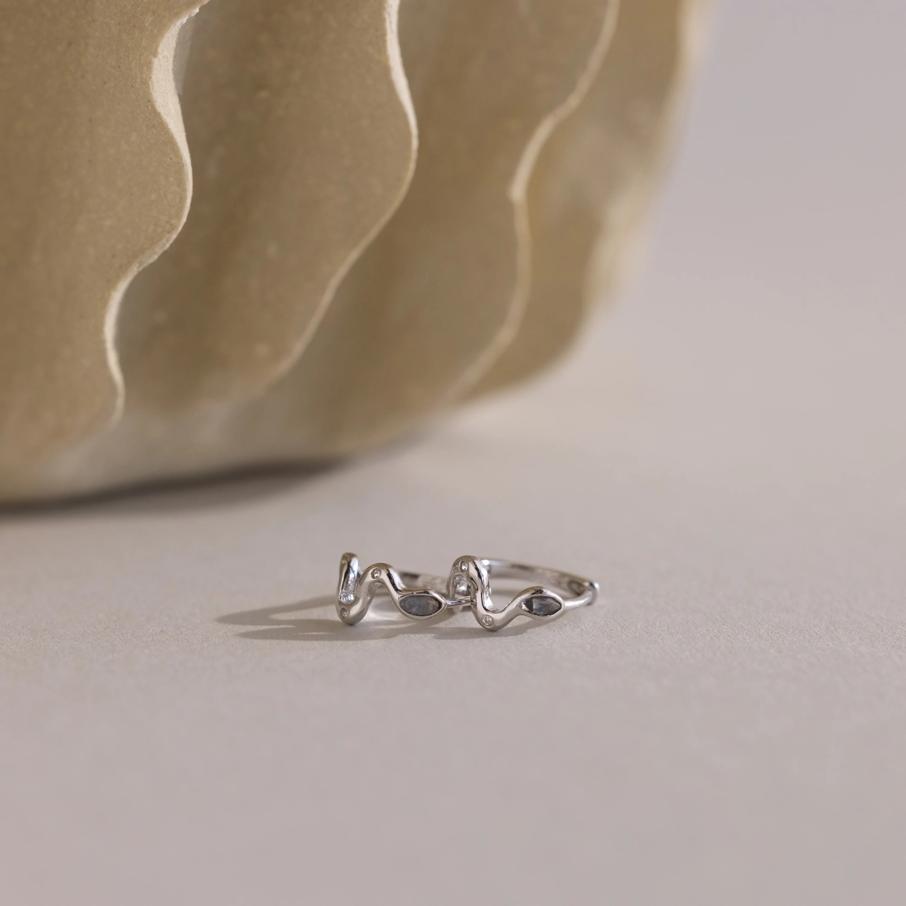 Pave Viper Huggies Silver 18K Gold Plated