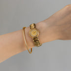Vintage Raymond Weil Swiss Pave Gold Watch Silver 18K Gold Plated