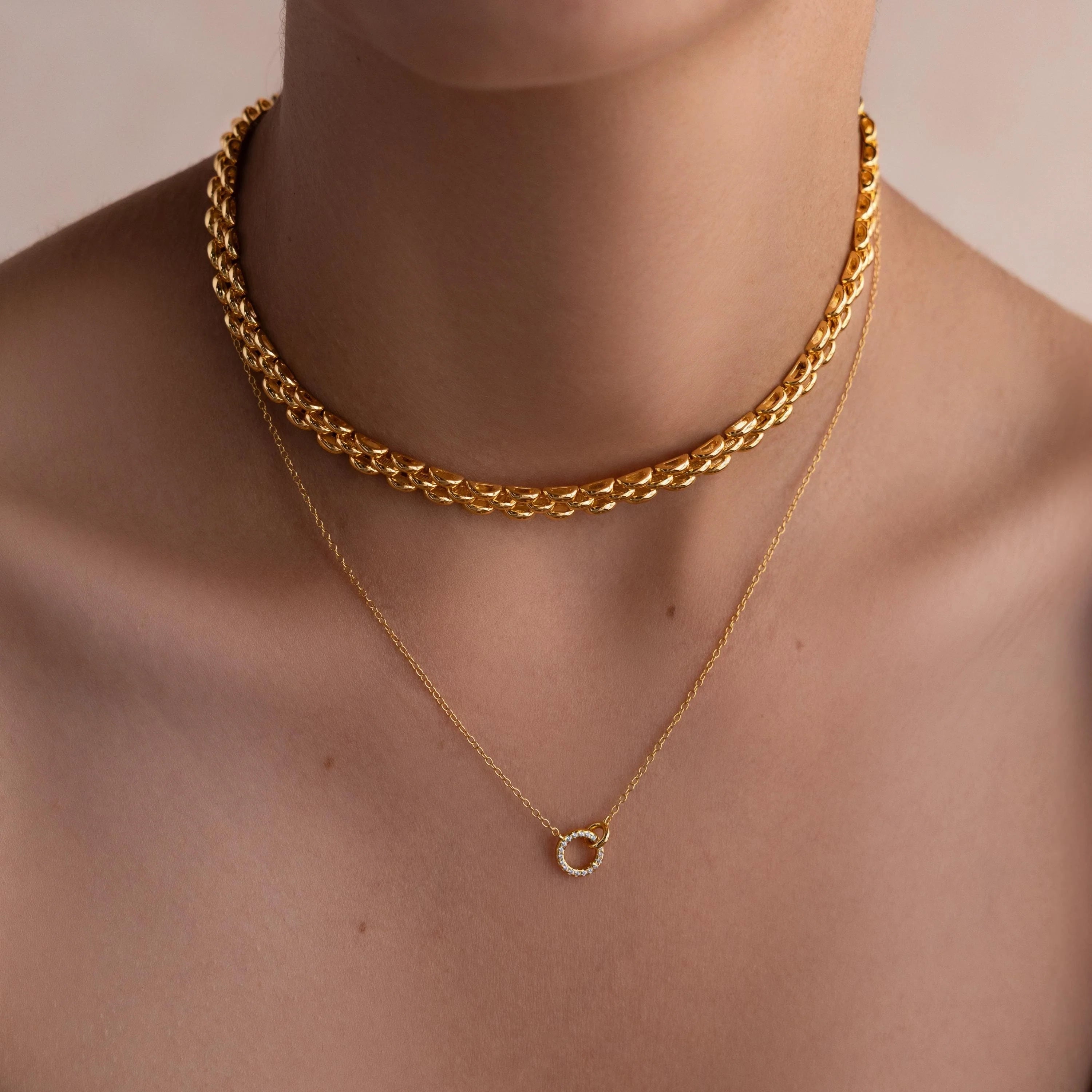 Strap Necklace Silver 18K Gold Plated