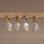Celestial Baroque Pearl Charm Hoops Silver 18K Gold Plated