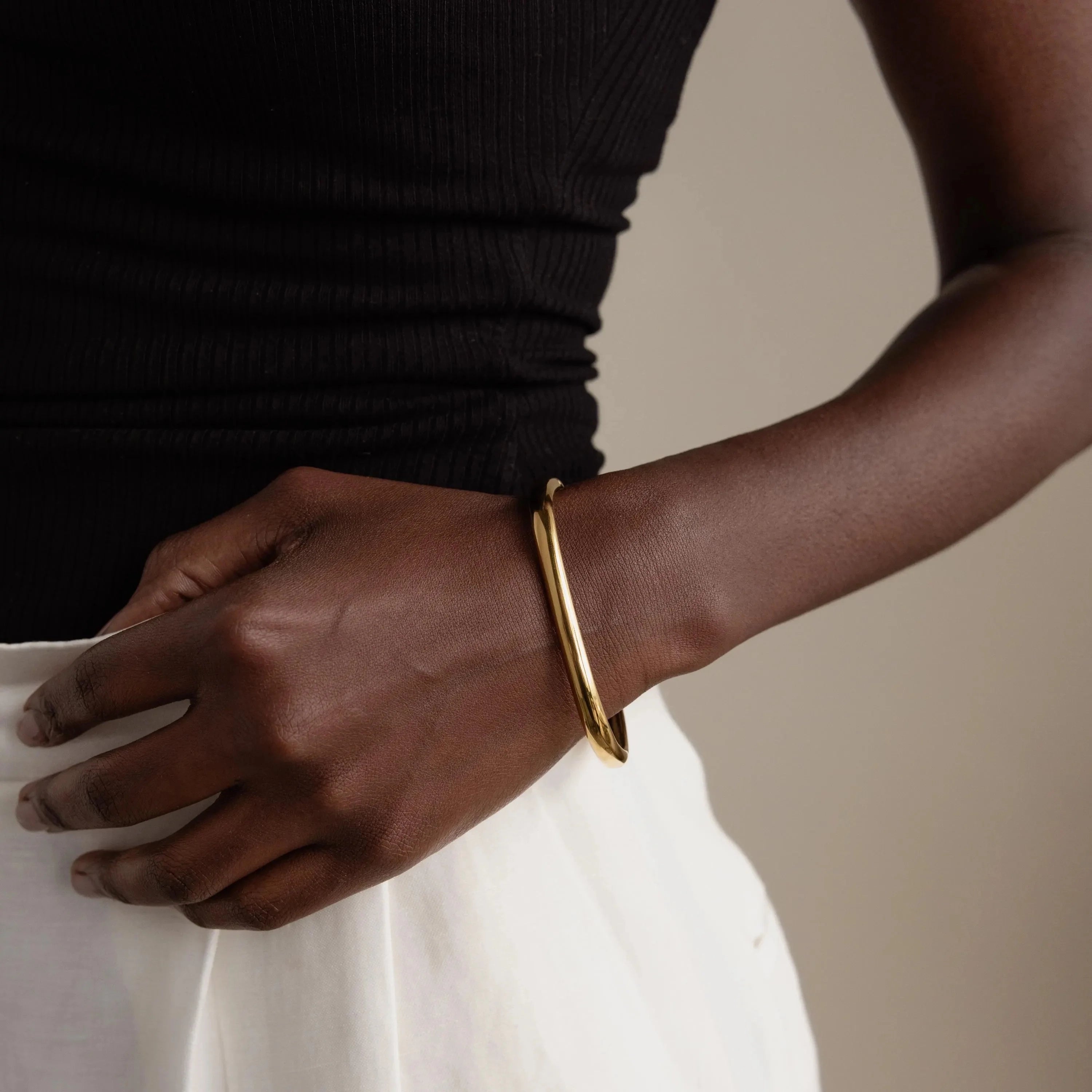 Square Bangle Silver 18K Gold Plated