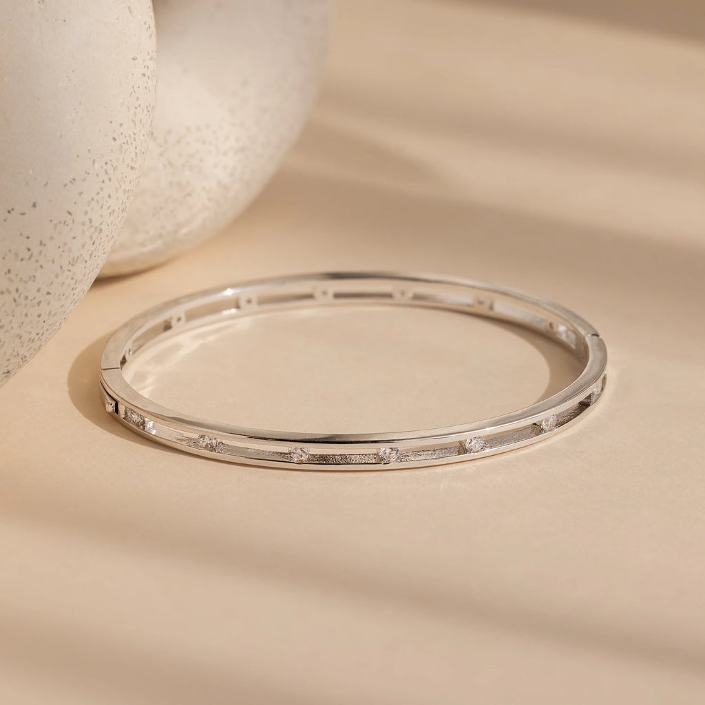 Lace Diamond Bangle Silver 18K Gold Plated