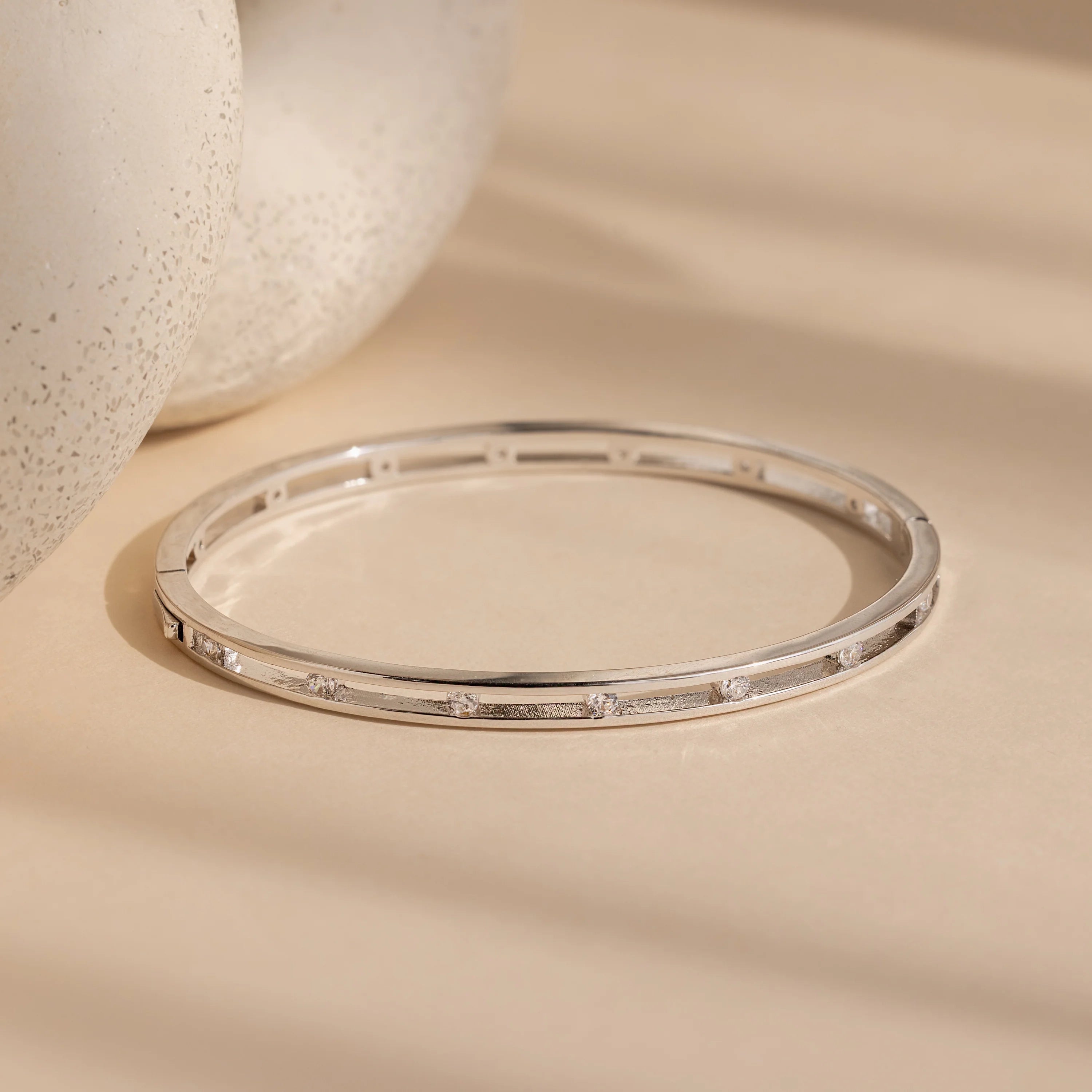 Lace Diamond Bangle Silver 18K Gold Plated