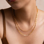 Paperclip Chain Necklace Silver 18K Gold Plated
