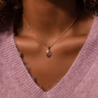 Ribbed Sapphire Pendant Necklace Silver 18K Gold Plated