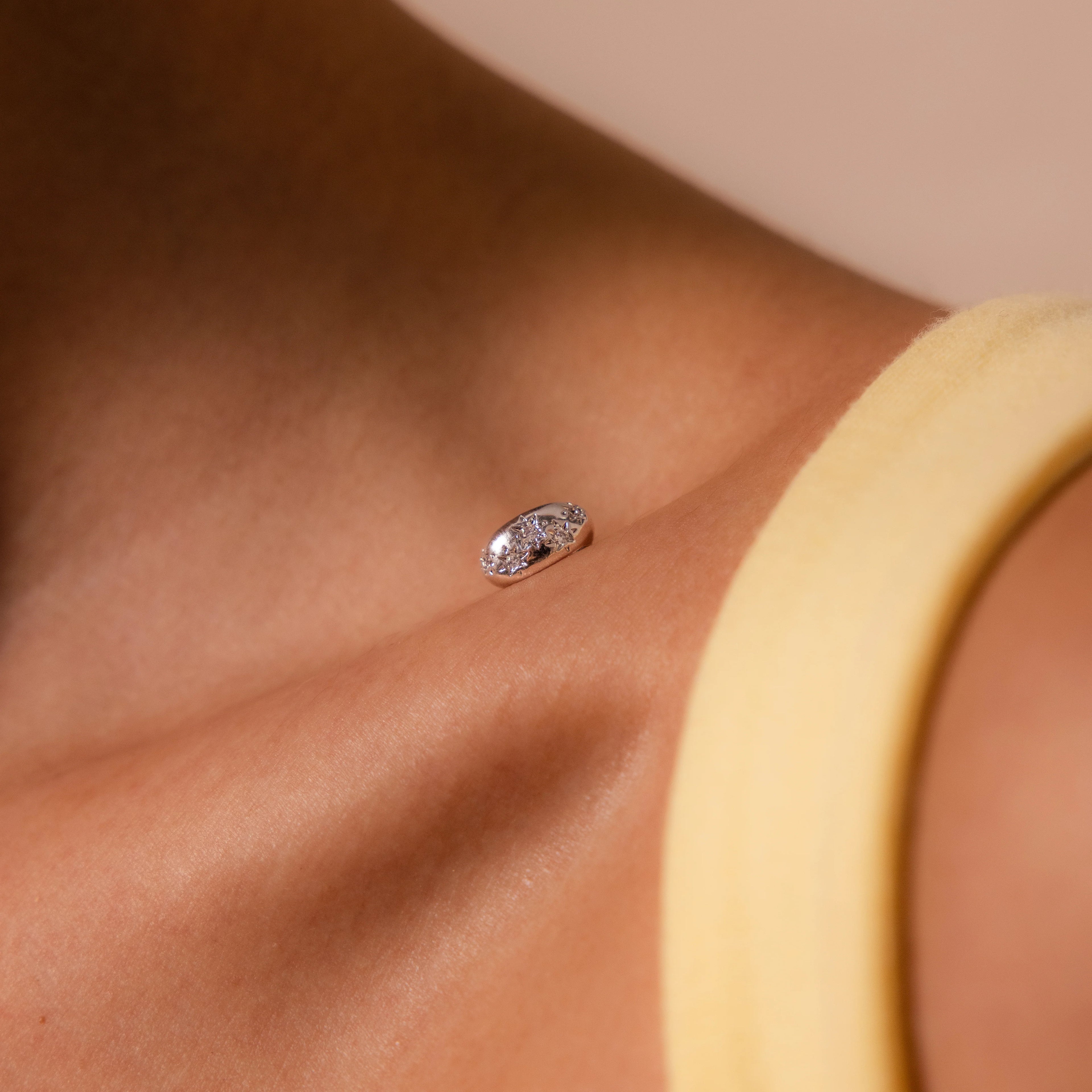 Sprinkle Diamond Dome Spacer Charm Silver 18K Gold Plated