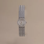 Diamond Pave Scalloped Timepiece Silver 18K Gold Plated