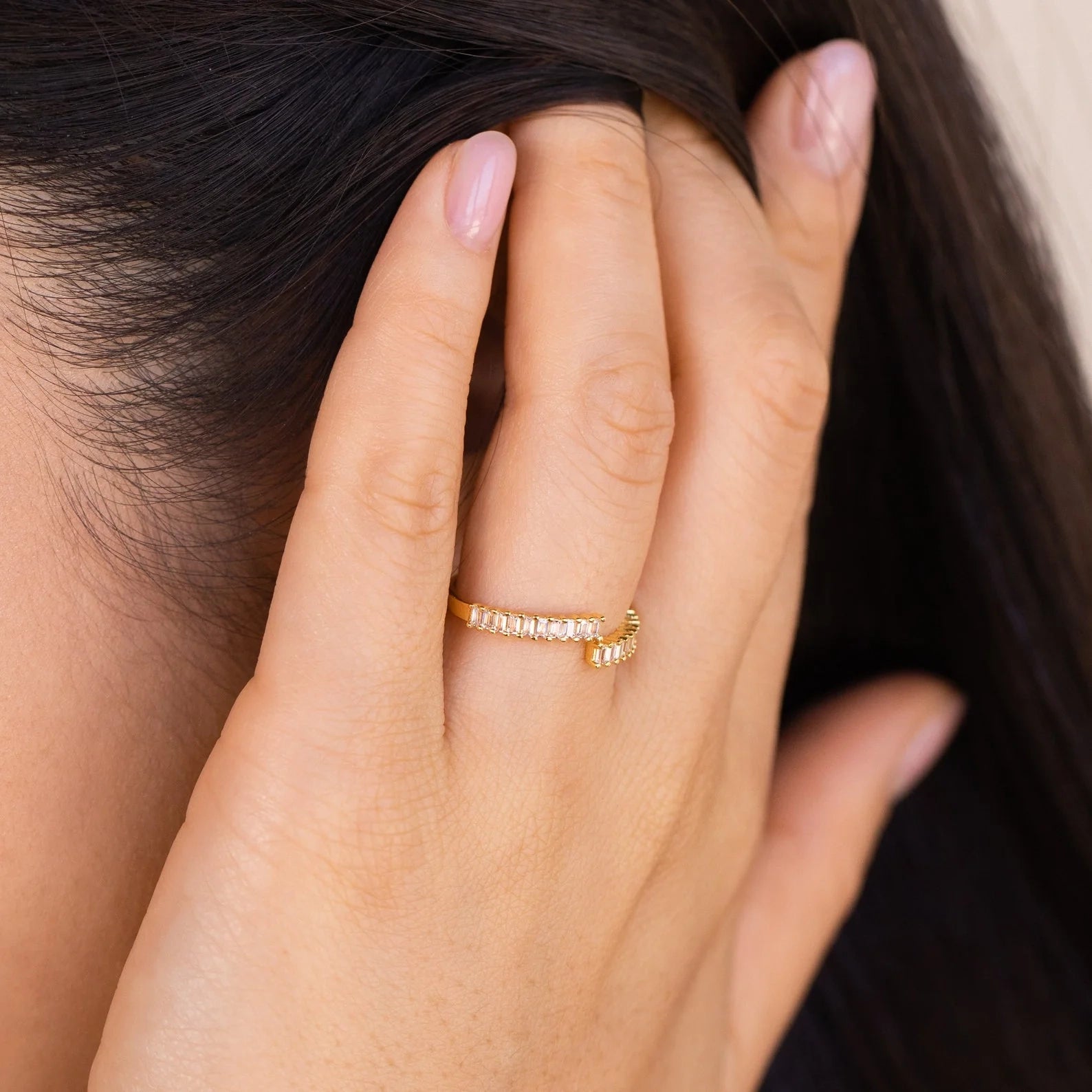 Diamonds Elora Baguette Wrap Ring Silver 18K Gold Plated