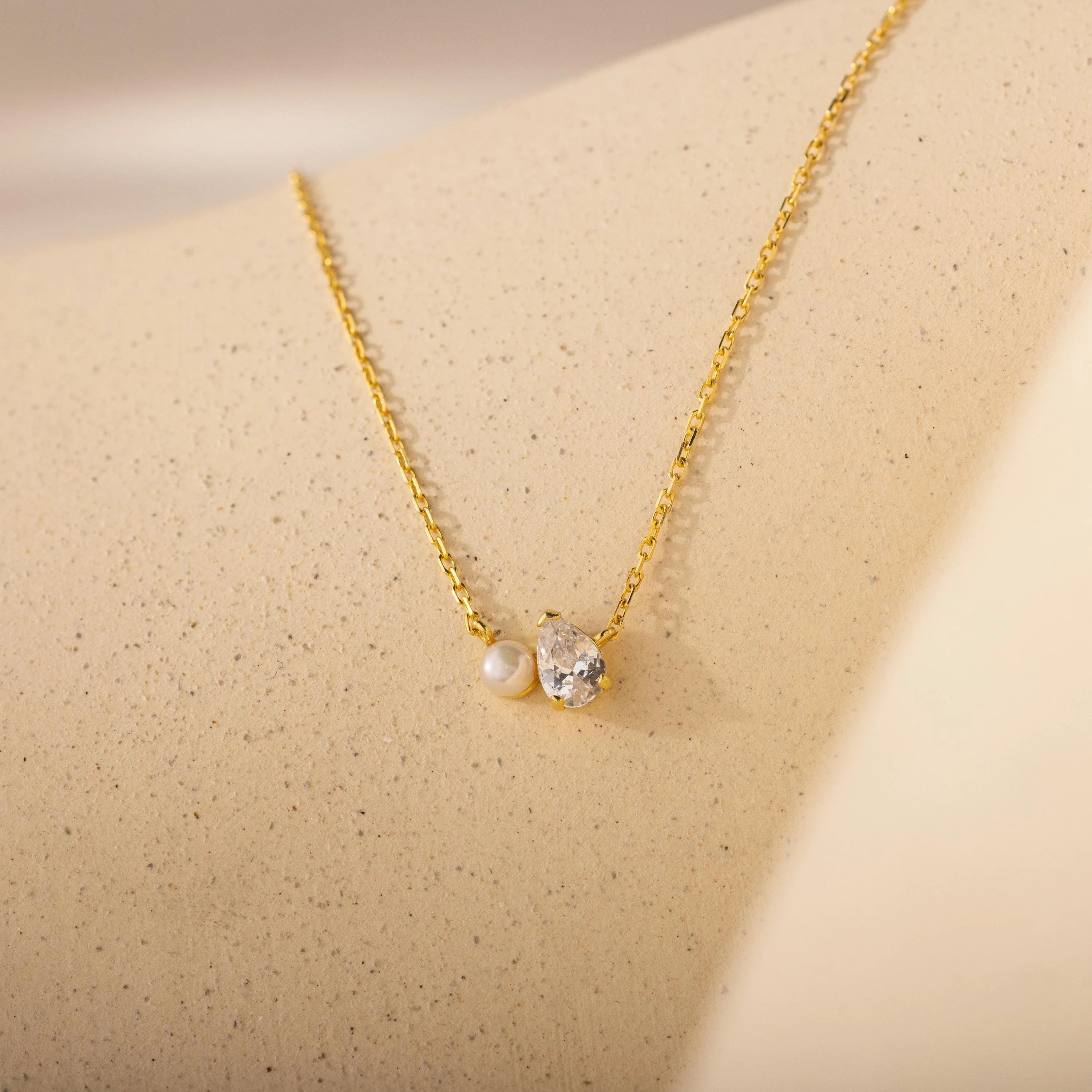 Teardrop Opal & Pearl Necklace Silver 18K Gold Plated