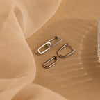 Pave Link Drop Earrings Silver 18K Gold Plated