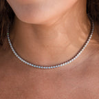 Opal Bezel Tennis Necklace Silver 18K Gold Plated