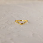 Pink Tourmaline Drop Curve Ring Silver 18K Gold Plated