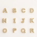 Floating Pave Initial Necklace Silver 18K Gold Plated