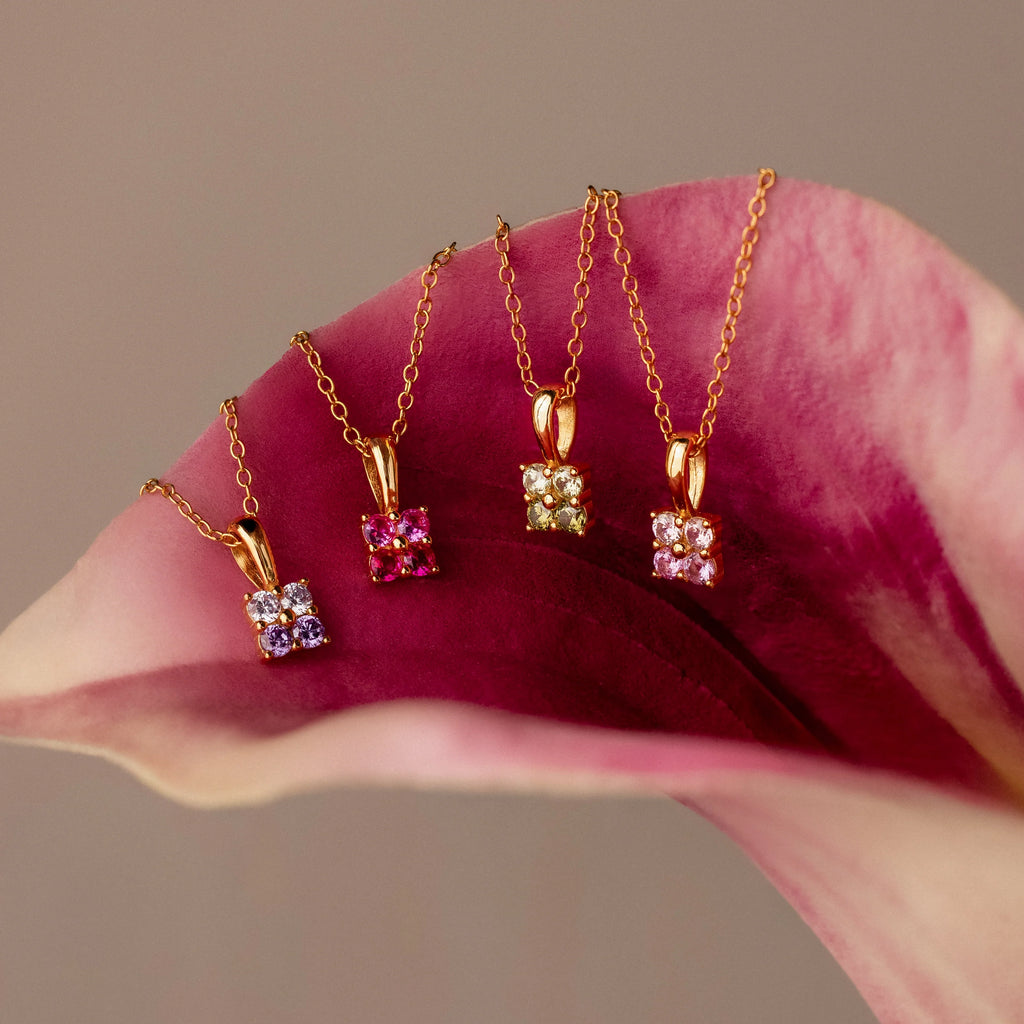 Alexandrite Flower Necklace Silver 18K Gold Plated