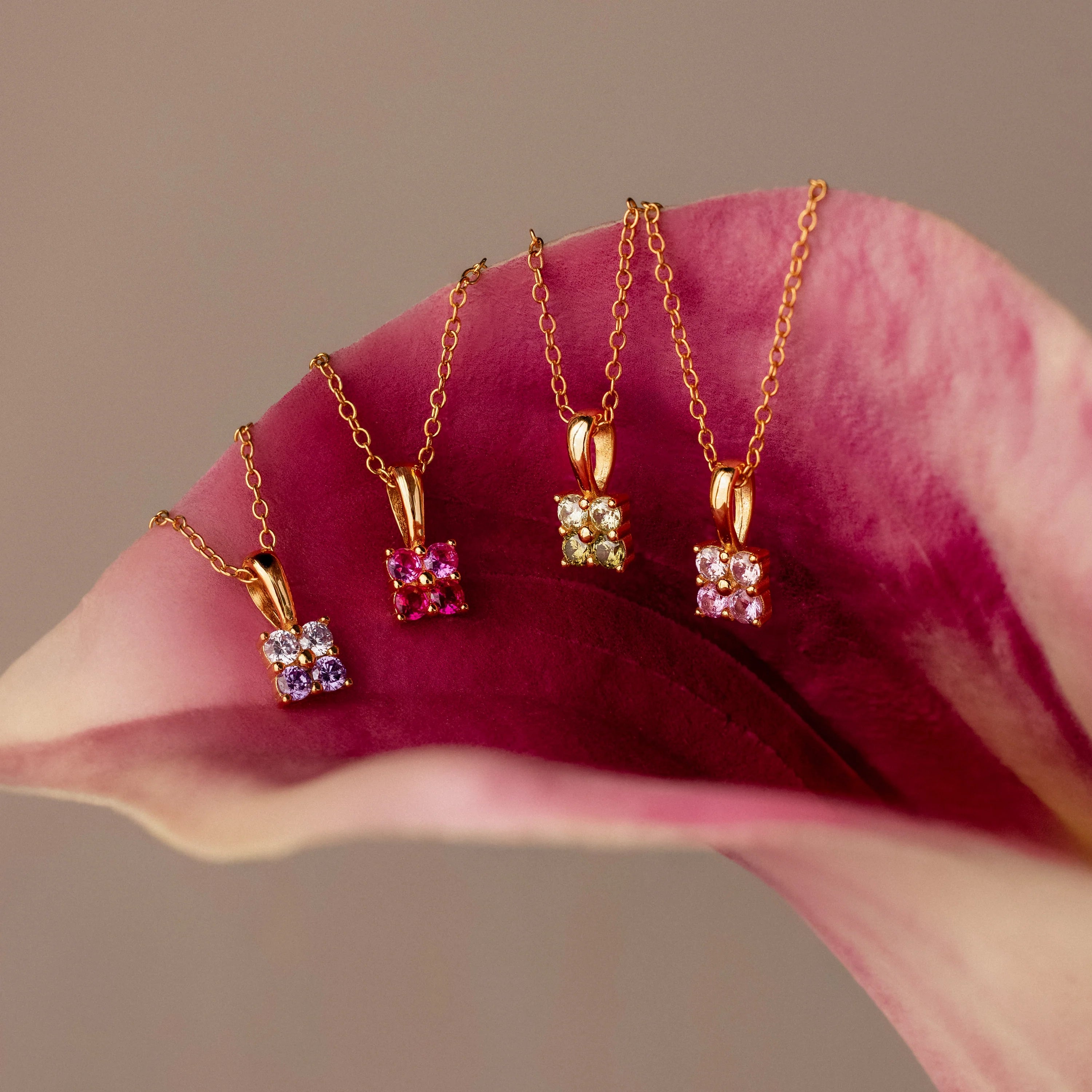 Alexandrite Flower Necklace Silver 18K Gold Plated