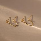 Opal & Star Duo Chain Studs Silver 18K Gold Plated