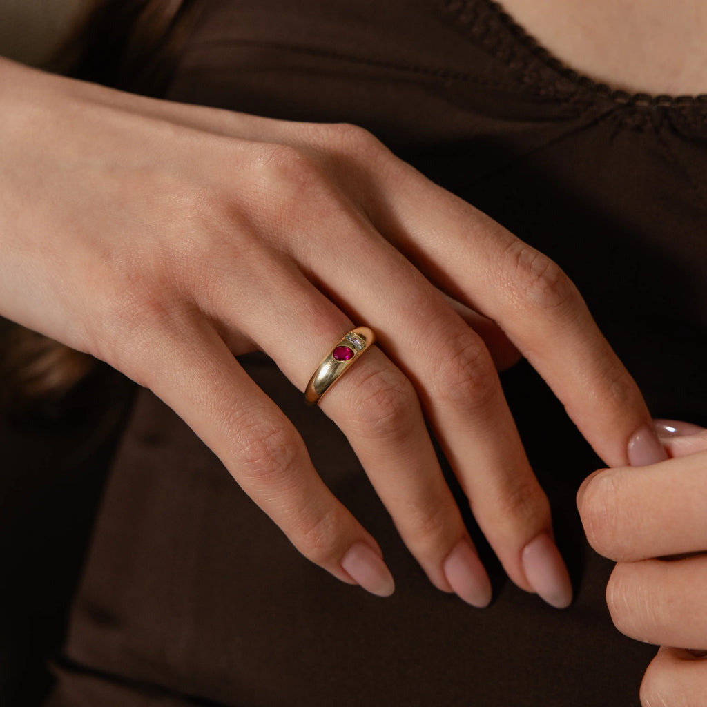 Baguette-Pear Cut Toi et Moi Dome Ring  Silver 18K Gold Plated