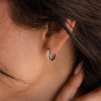 White Opal Inlay Hoops Silver 18K Gold Plated