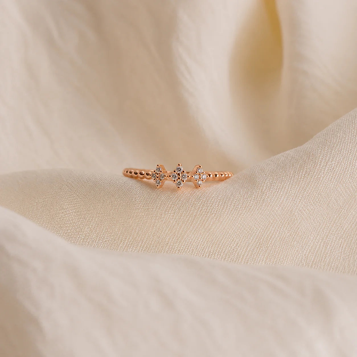 Jasmine Beaded Diamond Ring