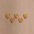 Ribbed Heart Initial Studs  Silver 18K Gold Plated
